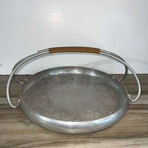 Vintage Trade Continental Hand Wrought Aluminum Large Serving Tray Handle  #840